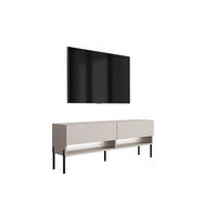 TV-LOWBOARD 140 cm Kaschmir, gerade schwarze Beine, weiße LED, 140 × 32 × 52 cm - Beige, Holzwerkstoff (140/52/32cm) - 3XE LIVING