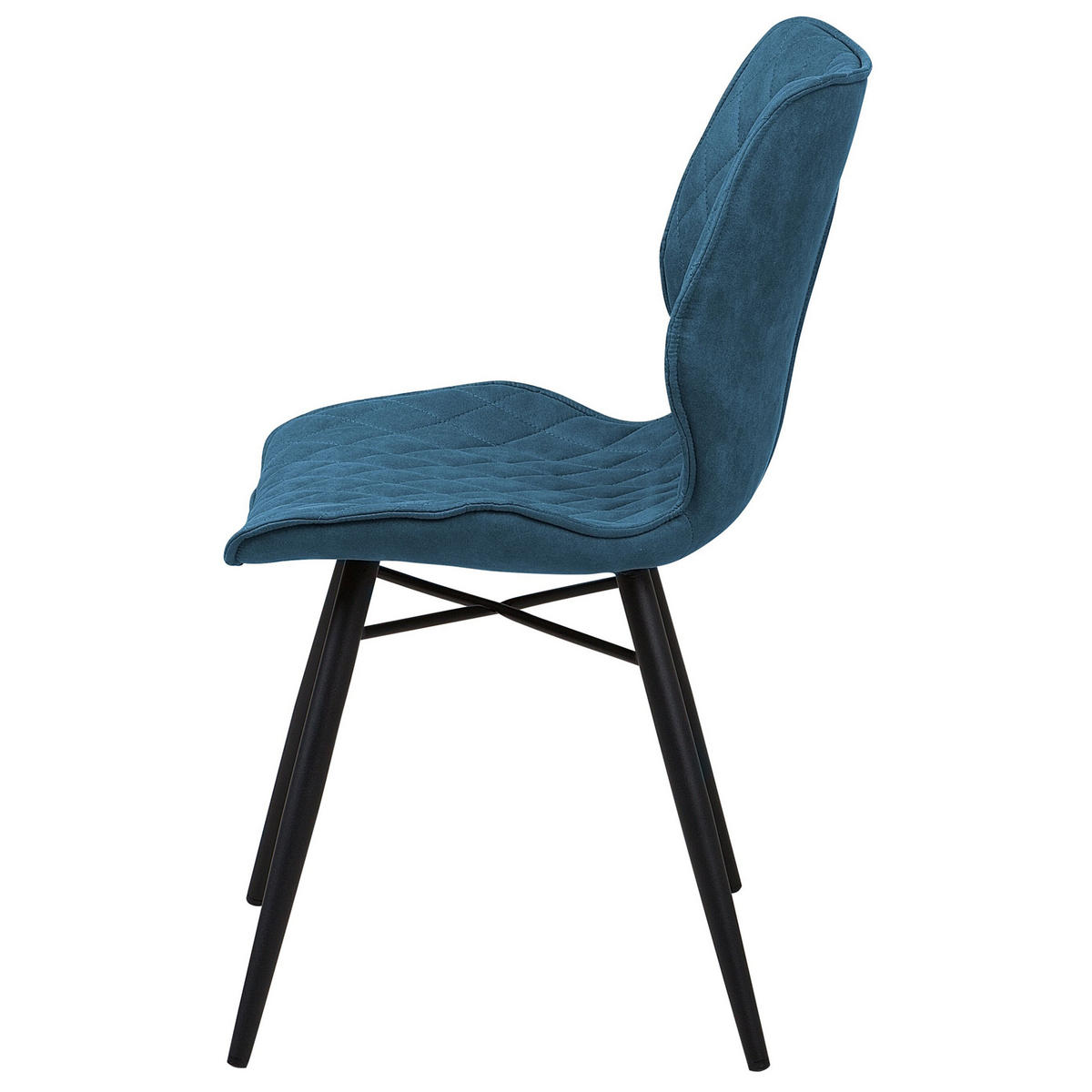 STUHL 2er-Set Polsterbezug Blau Lisle - Blau, Textil/Metall (44/86/56cm) - Beliani