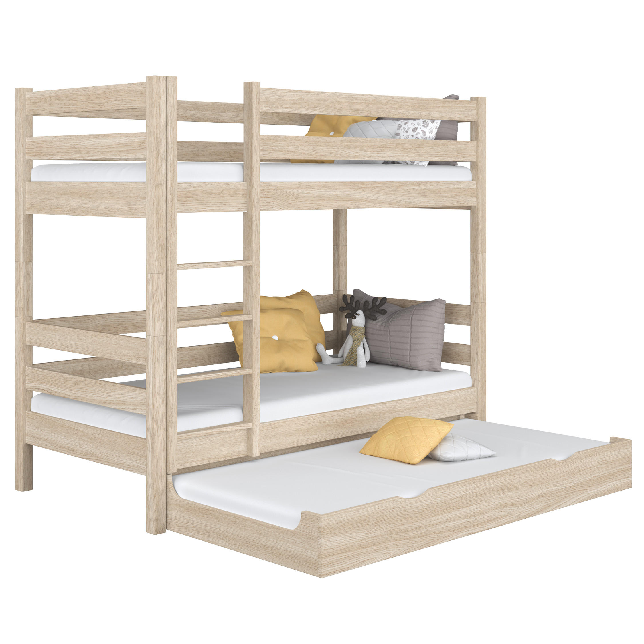 ETAGENBETT N01 mit Matratzenschublade Sonoma Eiche 120/180 - Sonoma Eiche, Naturmaterialien/Holz (120/180cm) - N-Wood