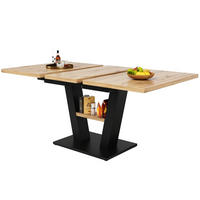 ESSTISCH aus MDF und Metall 118-157x70x75 cm Schwarz/Natur ausziehbar mit Nivellierfüßen - Naturfarben, Holzwerkstoff (157/70/75cm) - Modfu