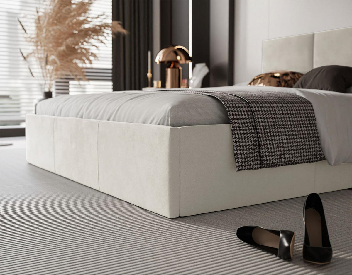 POLSTERBETT Nestio Creme Samt 180x200 cm - Creme, Kunststoff/Textil (180/200cm) - Selsey