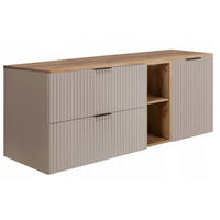 WASCHBECKUNTERSCHRANK FLOW mit Regal + Platte Eiche Craft 120/57/46 cm - Eichefarben, Holzwerkstoff (120/57/46cm) - Rodan