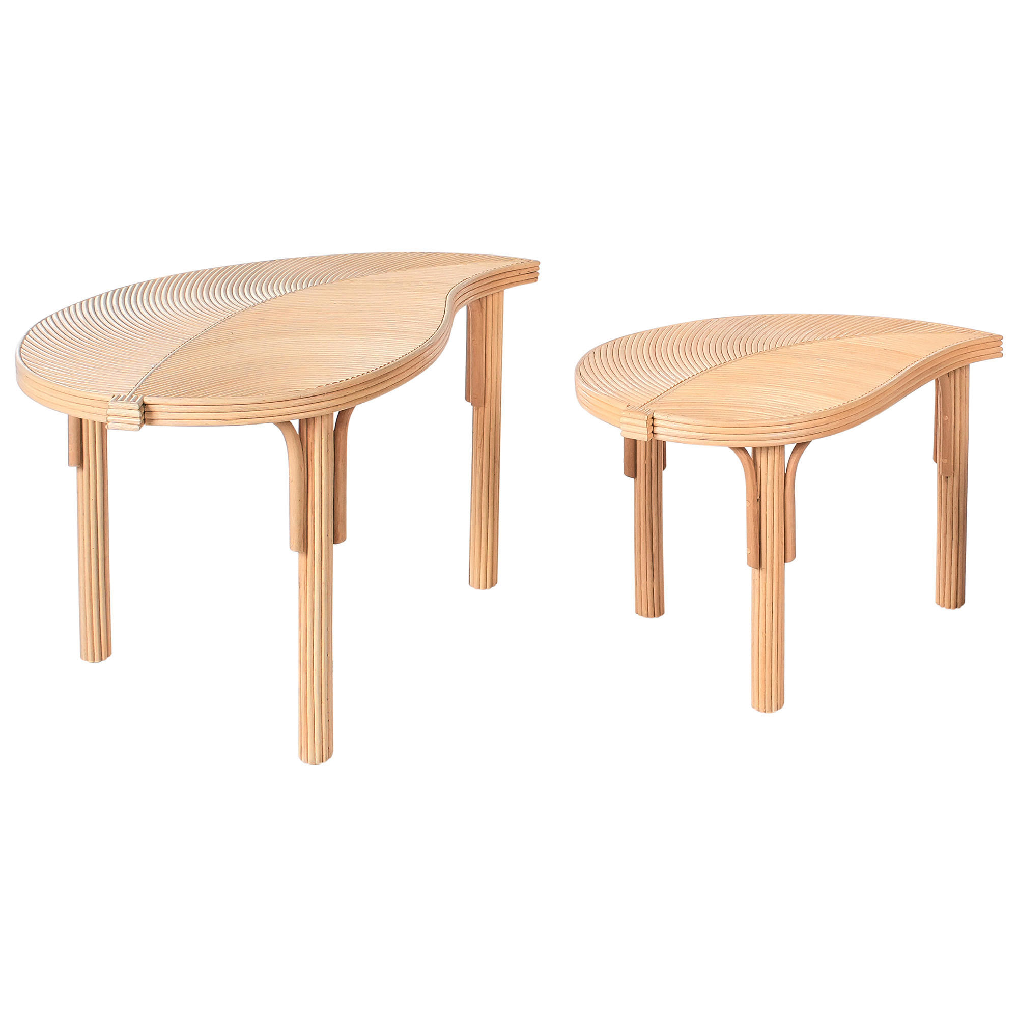 COUCHTISCH 2er-Set Rattan Naturfarben - Naturfarben, Naturmaterialien (48/70/44cm) - Beliani