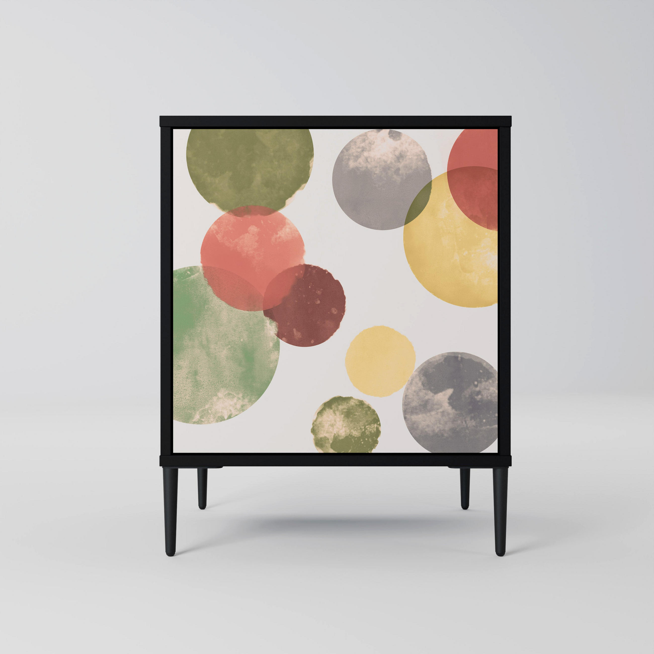 SIDEBOARD FLEETING HAPPINESS, Schwarz, 57,5x42x72,5 cm, Schwarze Metallfüße - Multicolor/Schwarz, Holzwerkstoff/Metall (57.5/72.5/42cm) - SpaceRebels