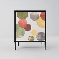 SIDEBOARD FLEETING HAPPINESS, Schwarz, 57,5x42x72,5 cm, Schwarze Metallfüße - Multicolor/Schwarz, Holzwerkstoff/Metall (57.5/72.5/42cm) - SpaceRebels