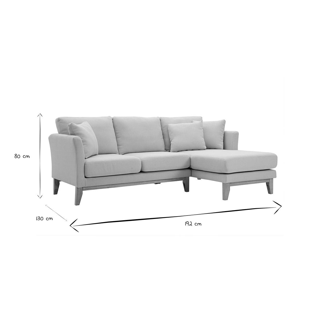 ECKSOFA Rechts 4-Sitzer Stoff Beige Abnehmbar Holz OSLO - Beige, Textil (130/192cm) - Miliboo