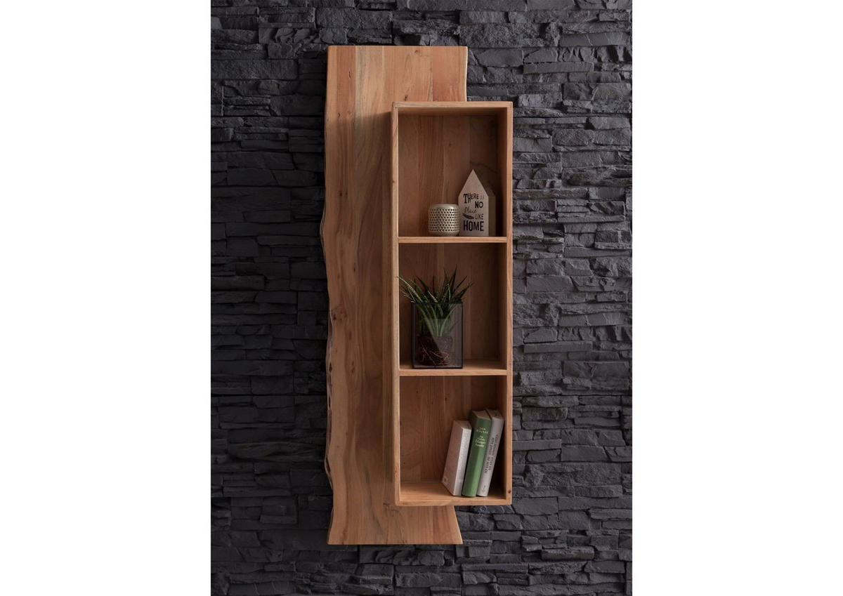 WANDREGAL Akazie 50x22x147 natur lackiert PURE ACACIA #101 - Naturfarben, Holz (50/147/22cm) - Massivmoebel24