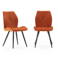 STÜHLEN (Set aus 2) aus stoff mit schwarzen metallbeinen - adaya 46/62/49,5 cm - Orange, Textil (62/49.5/46cm) - Calicosy