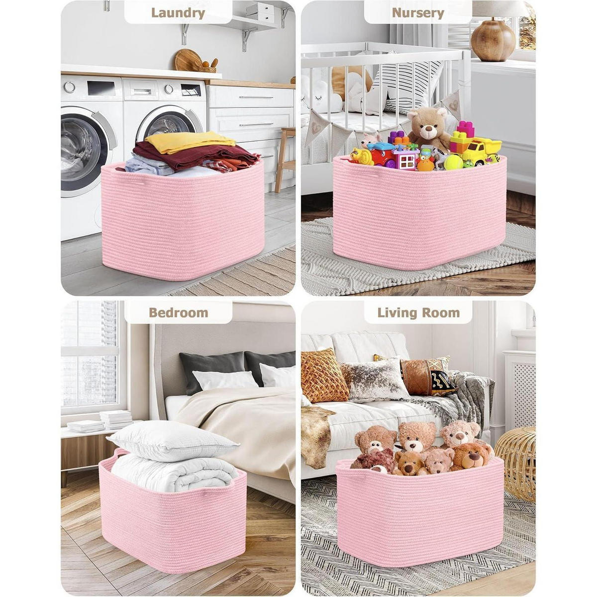 WÄSCHEKORB 2-teiliges Set Hellrosa - Rosa, Textil (55/38/30cm)