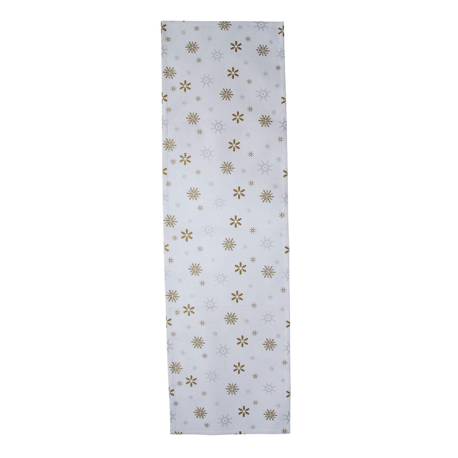 TISCHLÄUFER Weihnachten 44/178 cm, weiß mit Schneeflocken - Weiß, Textil (44/178cm) - Homescapes