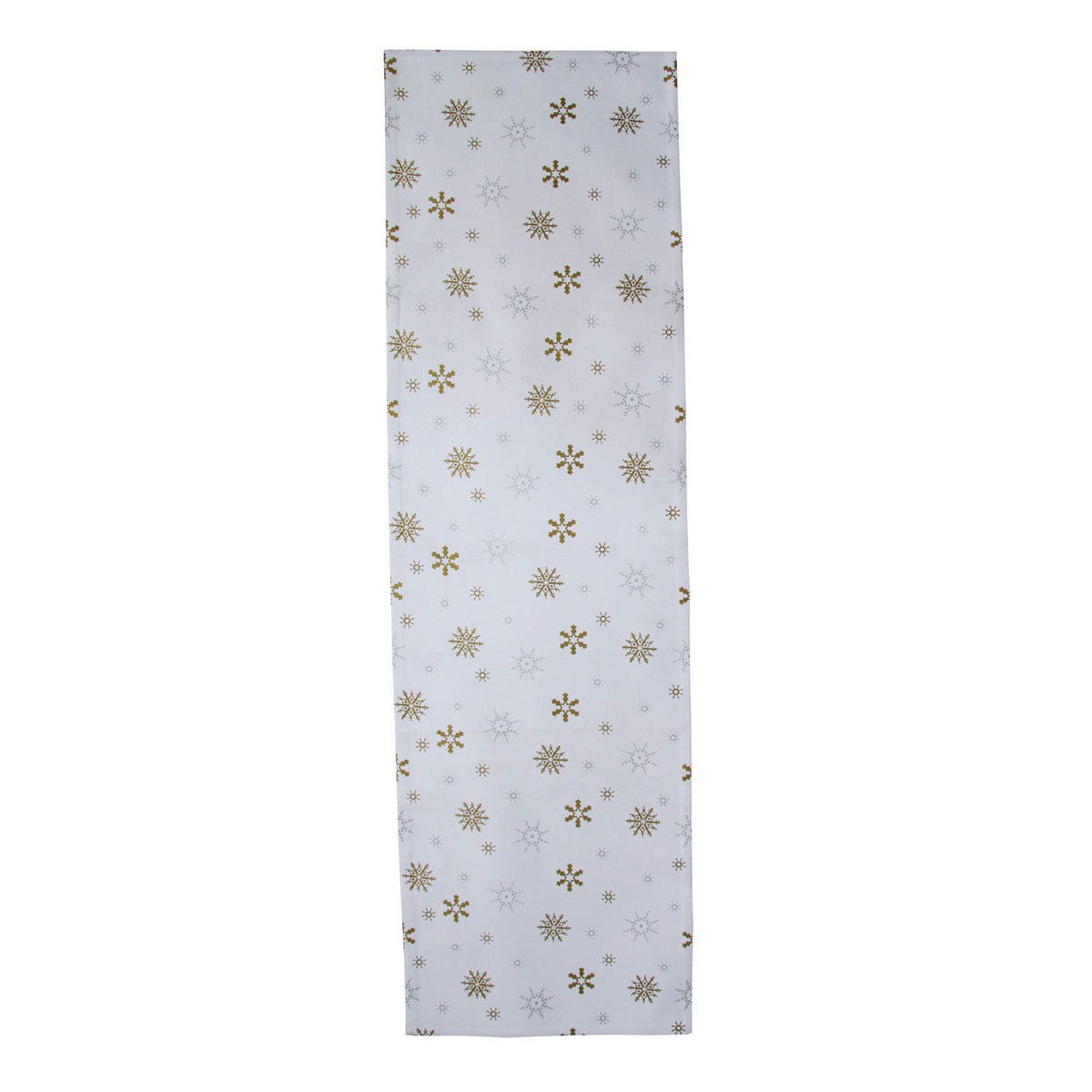 TISCHLÄUFER Weihnachten 44/178 cm, weiß mit Schneeflocken - Weiß, Textil (44/178cm) - Homescapes
