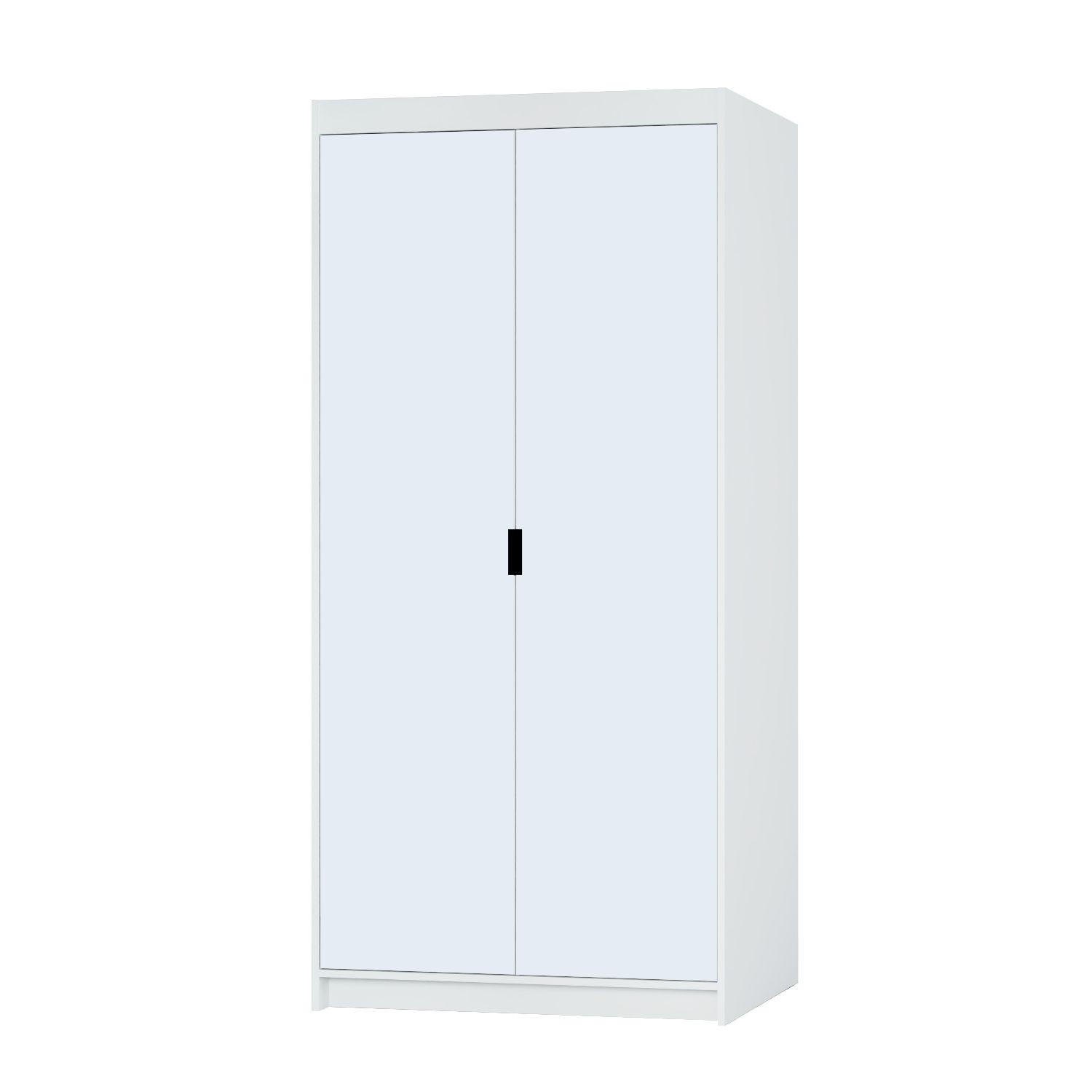 DREHTÜRENSCHRANK ELENORA 89,7/190,5/53cm 2-türig mit Spiegel Weiß - Weiß, Holzwerkstoff (89.7/190.5/53cm) - MASSENO