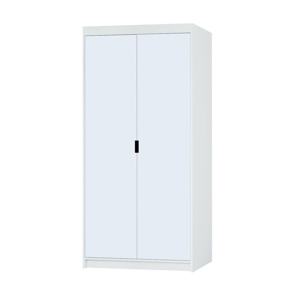 DREHTÜRENSCHRANK ELENORA 89,7/190,5/53cm 2-türig mit Spiegel Weiß - Weiß, Holzwerkstoff (89.7/190.5/53cm) - MASSENO