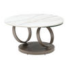 COUCHTISCH mit drehbaren Tischplatten - Keramik & Glas Weiß Marmor-Optik - JOLINE - Taupe, Glas (135/80/43cm) - Vente-Unique