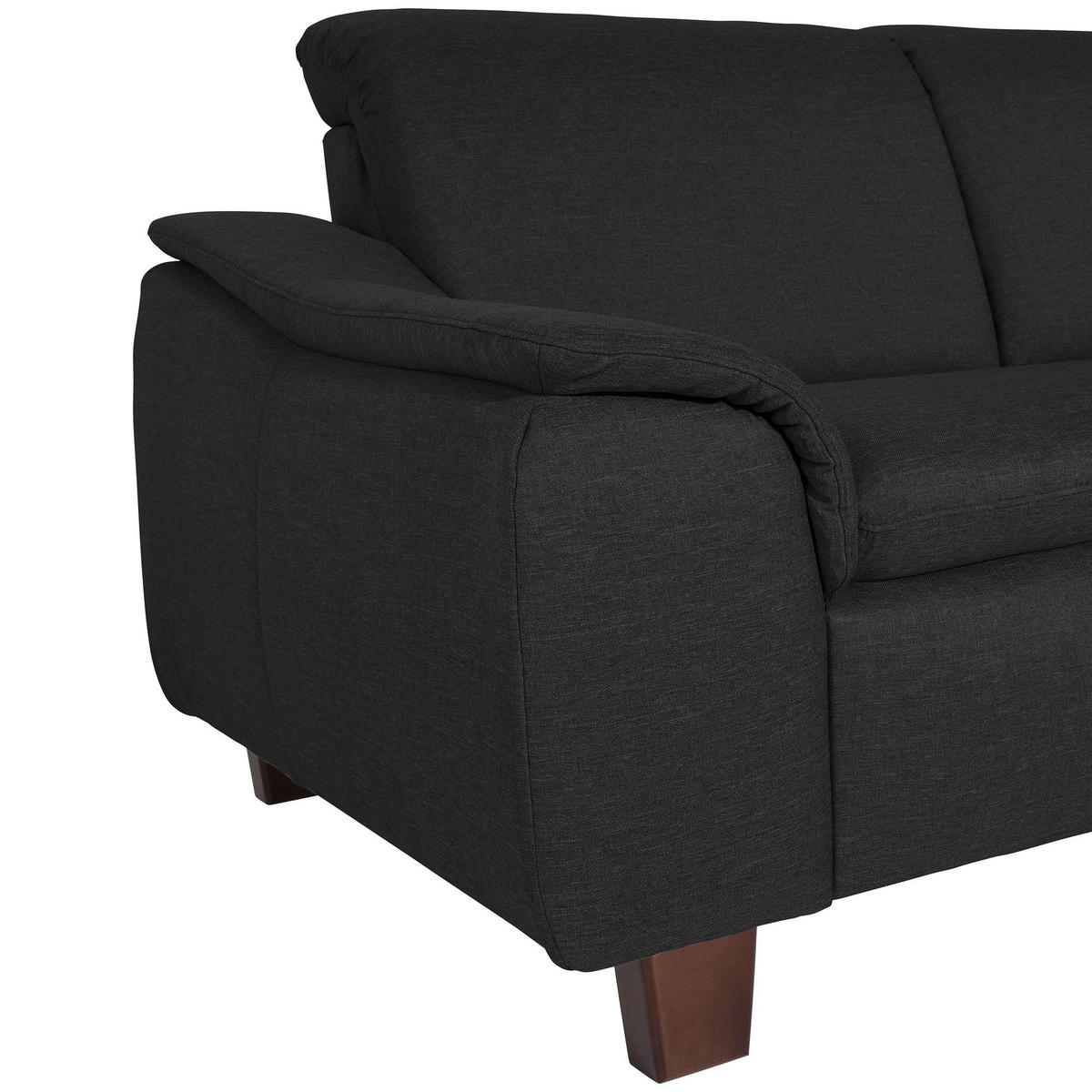 ECKSOFA mit Ottomane rechts Kaylil Flachgewebe schwarz - Schwarz, Kunststoff (187/247cm) - 58aufmkessel