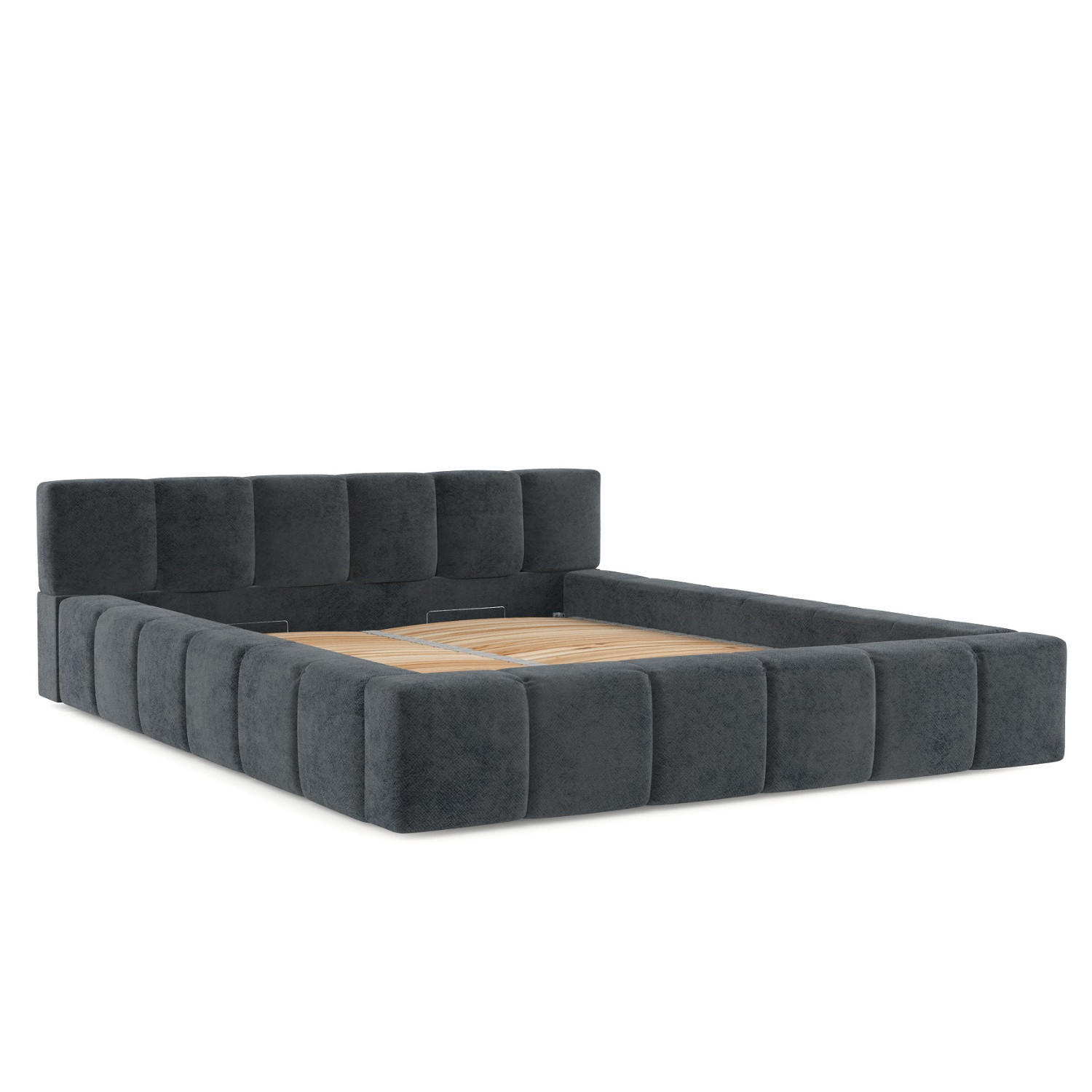 POLSTERBETT Milos mit Stauraum 180/200 cm Anthrazit im Terra NW Stoff - Anthrazit/Schwarz, Holz/Holzwerkstoff (180/200cm) - AltaBeds
