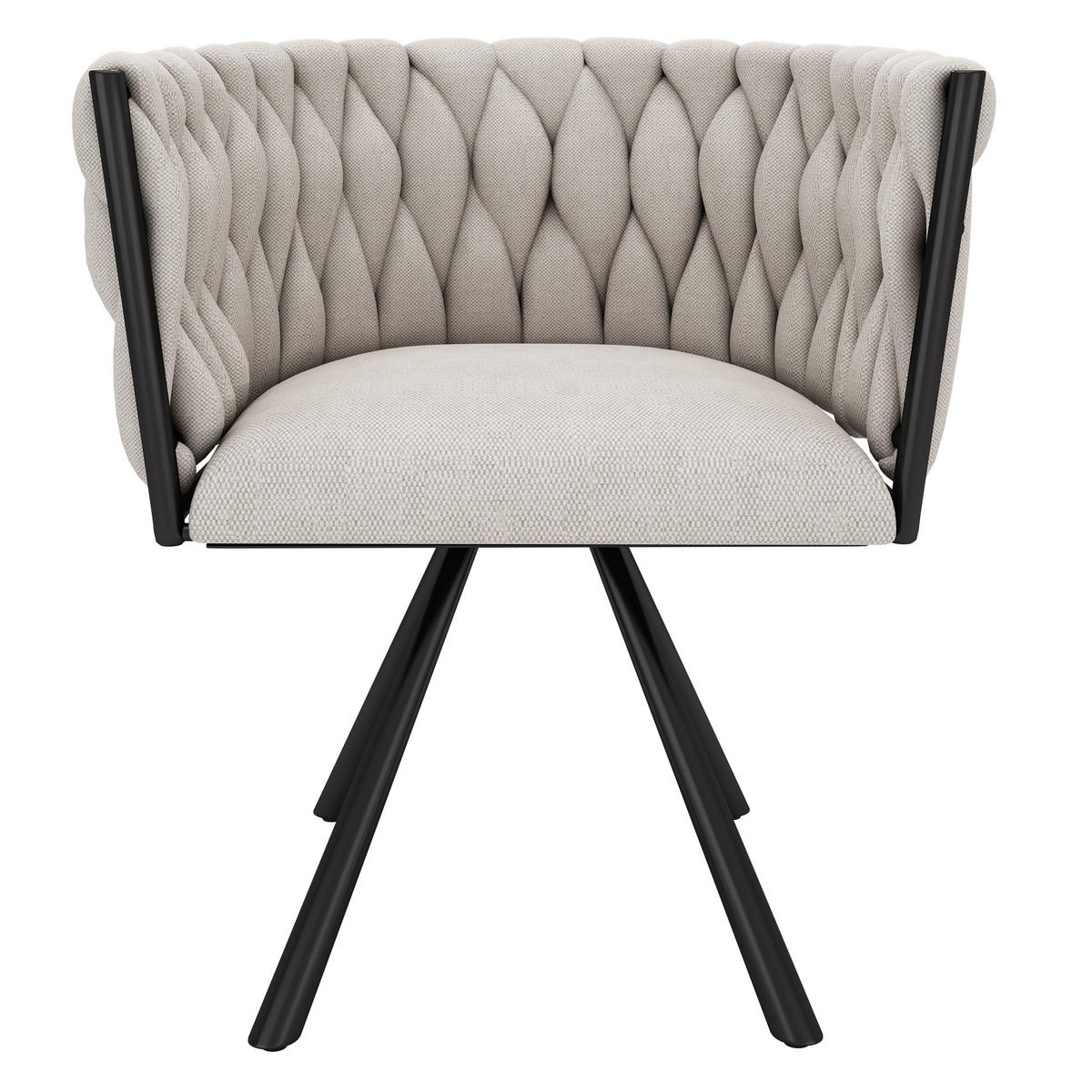 ESSZIMMERSTUHL 2er Set Leinen Drehstuhl Beige Schwarz Metall - Multicolor, Naturmaterialien (53.5/72/60cm) - FLIEKS