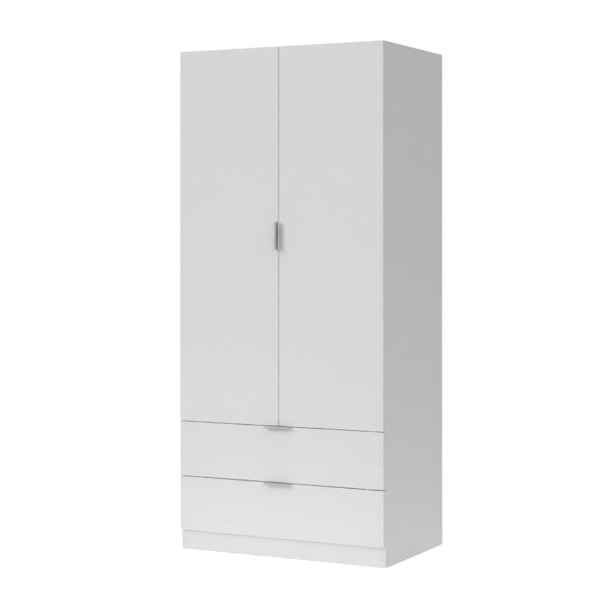 SCHRANK 2 Türen 2 Schubladen 81,2/180/52 cm - Weiß, Holzwerkstoff (81.2/180/51cm) - Calicosy