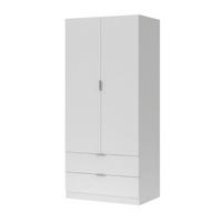SCHRANK 2 Türen 2 Schubladen 81,2/180/52 cm - Weiß, Holzwerkstoff (81.2/180/51cm) - Calicosy