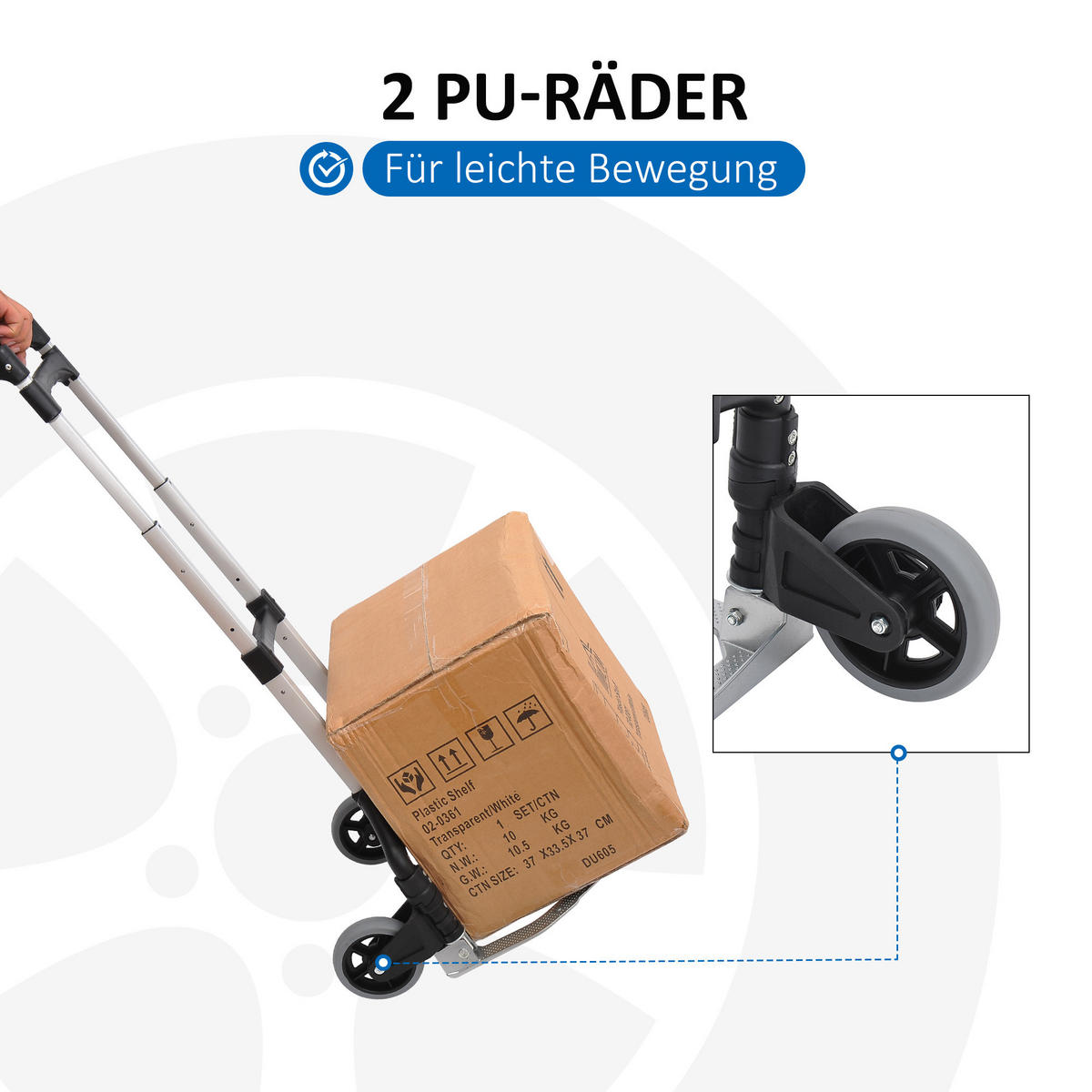 ALU Sackkarre, Transportkarre - Schwarz, Metall (385/100/41cm) - HOMCOM