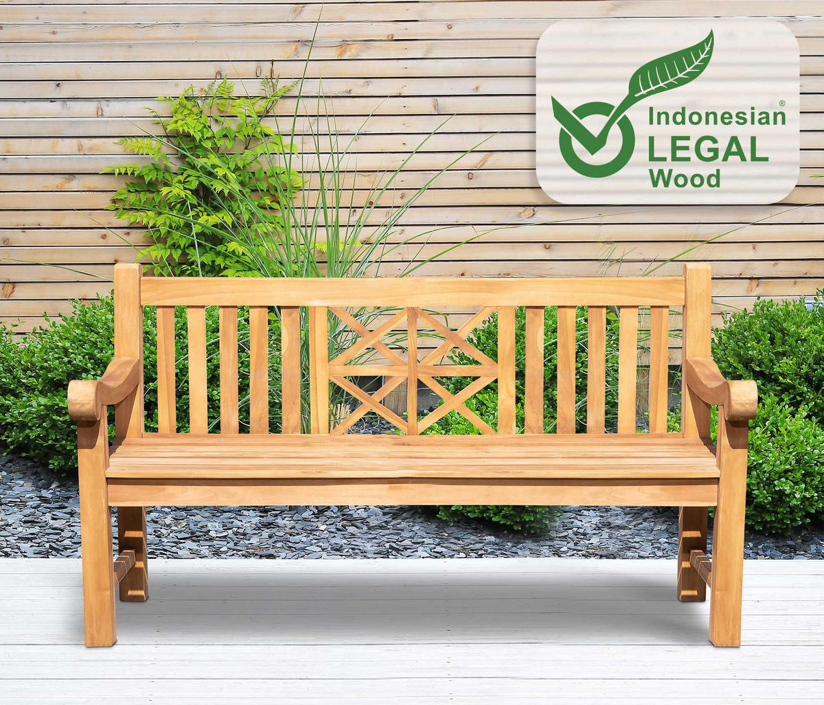 GARTENBANK 150/72 cm Holz Teak - Teakfarben, Holz (150/92/72cm) - CLP