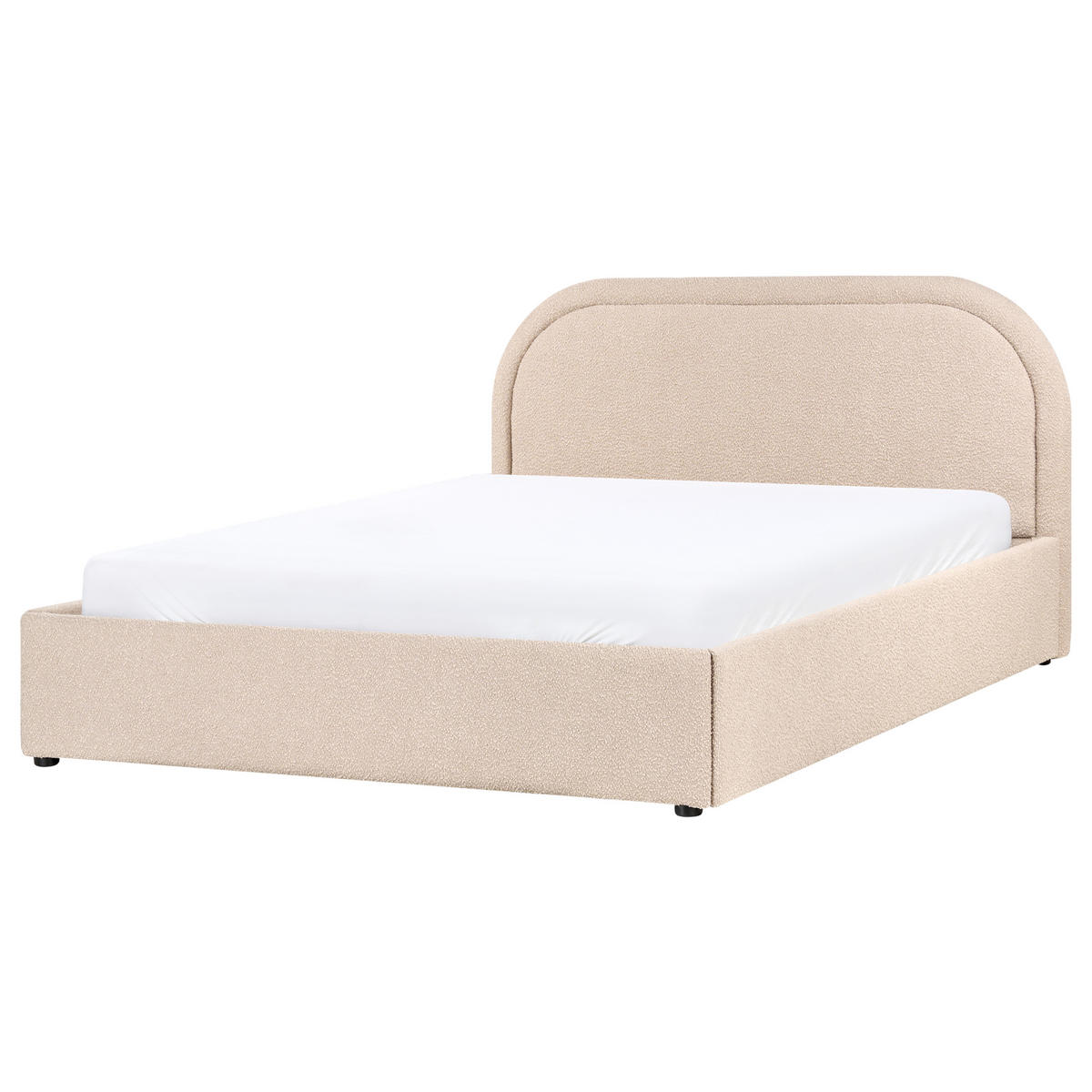 BETT mit Stauraum 140/200 cm Bouclé Beige Quillien - Beige, Textil (140/200cm) - Beliani