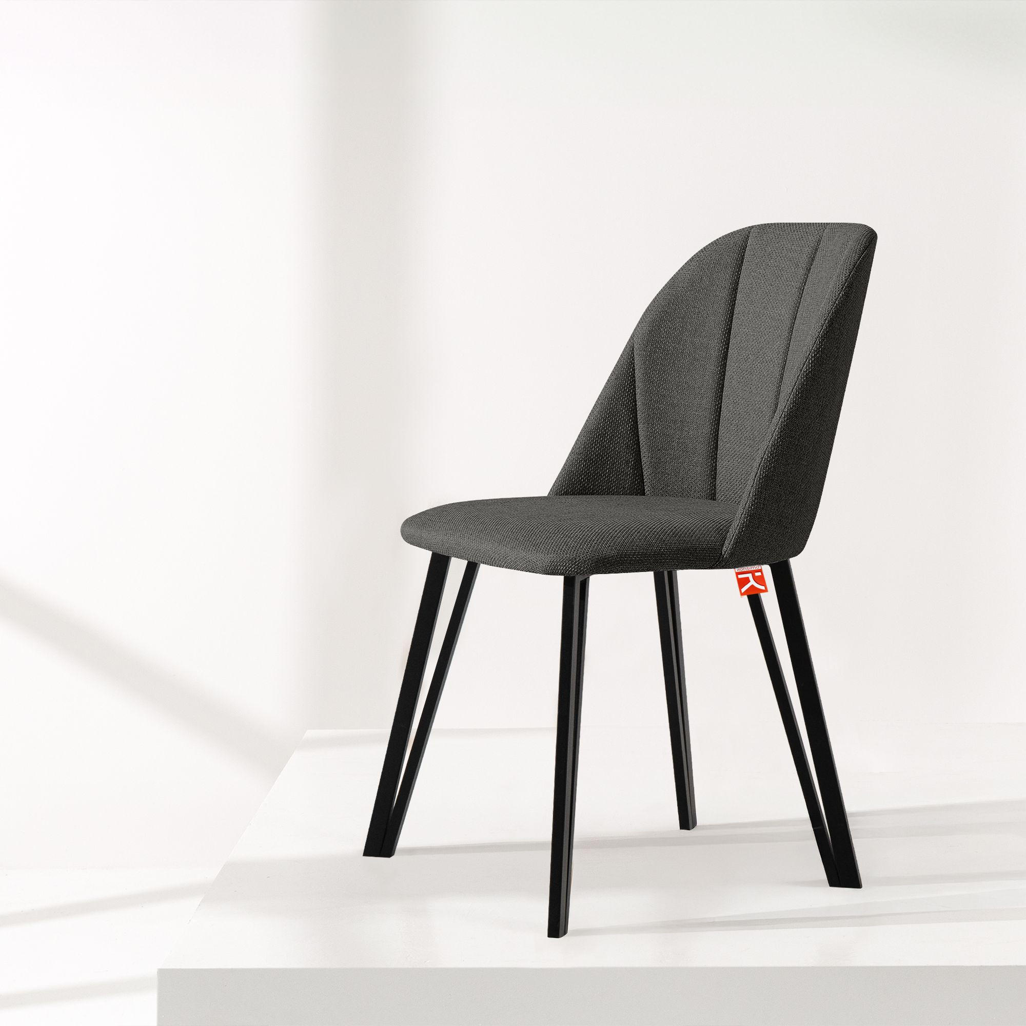 Thumbnail - Konsimo® Polsterstuhl, Dunkelgrau, Textil, 52x85x58 cm, Esszimmer, Stühle, Esszimmerstühle, Vierfußstühle