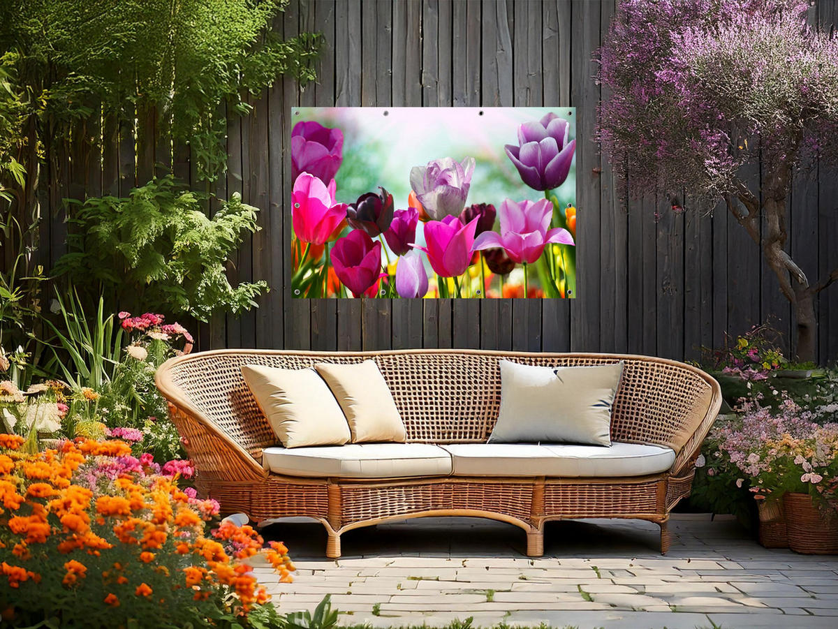 GARTEN-POSTER 120x80 cm Blumen bunt - Rosa, Kunststoff (120/80/2cm) - artissimo