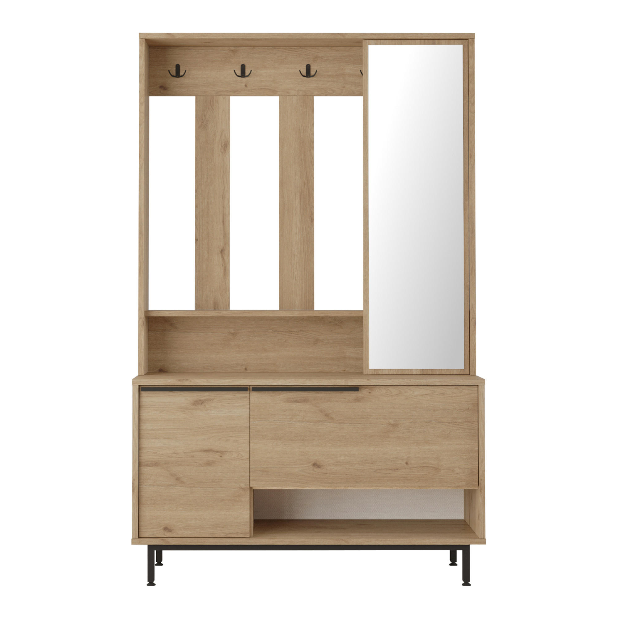 GARDEROBE Vesanto - Eichefarben/Schwarz, Holzwerkstoff/Metall (112/178/35.5cm) - [en.casa]