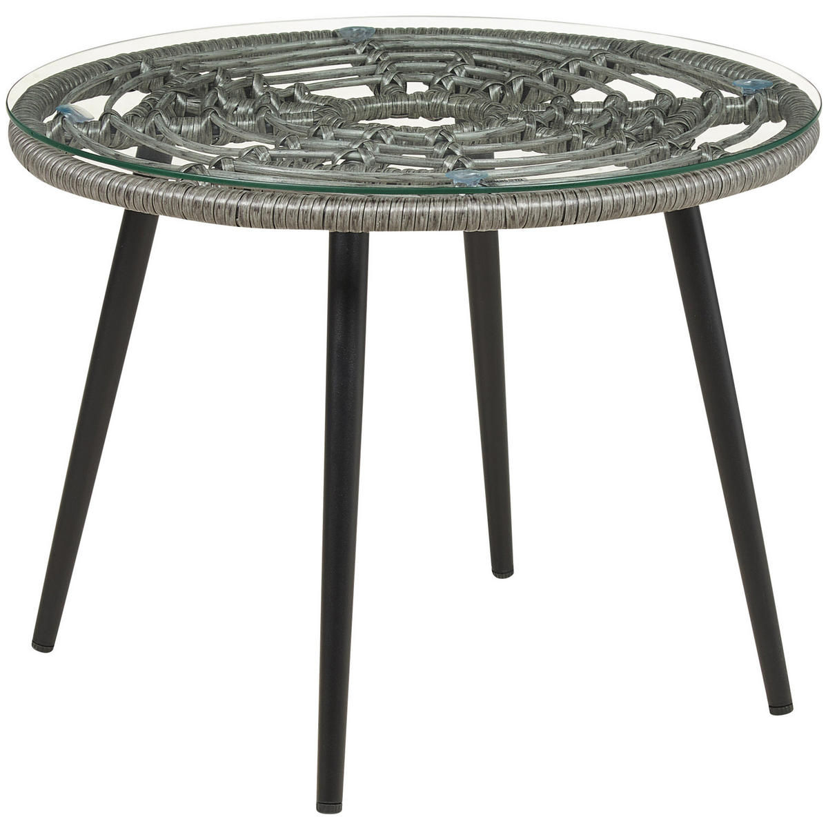 BALKONSET 2-Sitzer Rattan hellgrau Auflagen grau Laureto - Grau, Kunststoff/Textil - Beliani