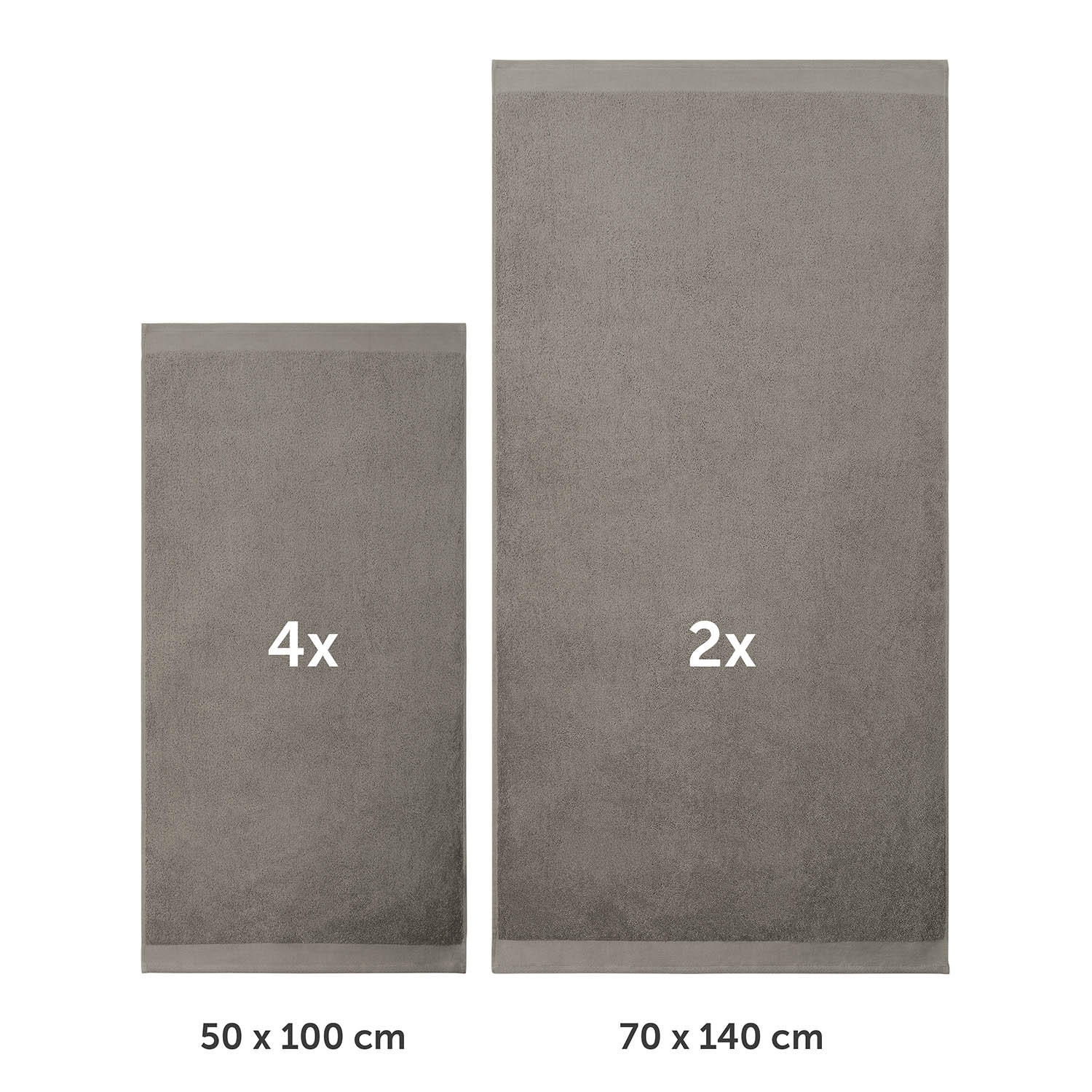 BADETUCH 6-teilig, 2x Badetuch 70/140 + 4x Handtuch 50/100 cm, Grau - Grau, Textil (70/140cm) - Blumtal