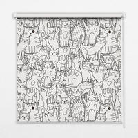VNÚTORNÁ roleta - okenná roleta - roleta - 100x180 cm - Nakreslené mačky - sivá, plast (100/180/0.5cm) - TULUP
