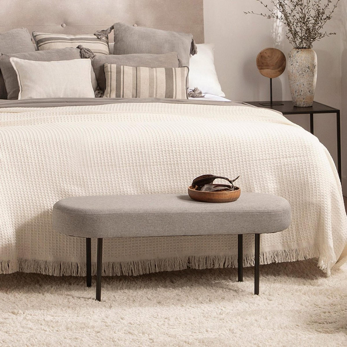 BANK Mena Grau 97 cm x 38 cm - Grau, Textil (97/38/35cm)