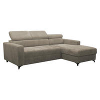 ECKSOFA Milano Premium Cord, Seite: Rechts 2R+LC - Beige/Schwarz, Holz/Textil (236/172cm) - MIRJAN24