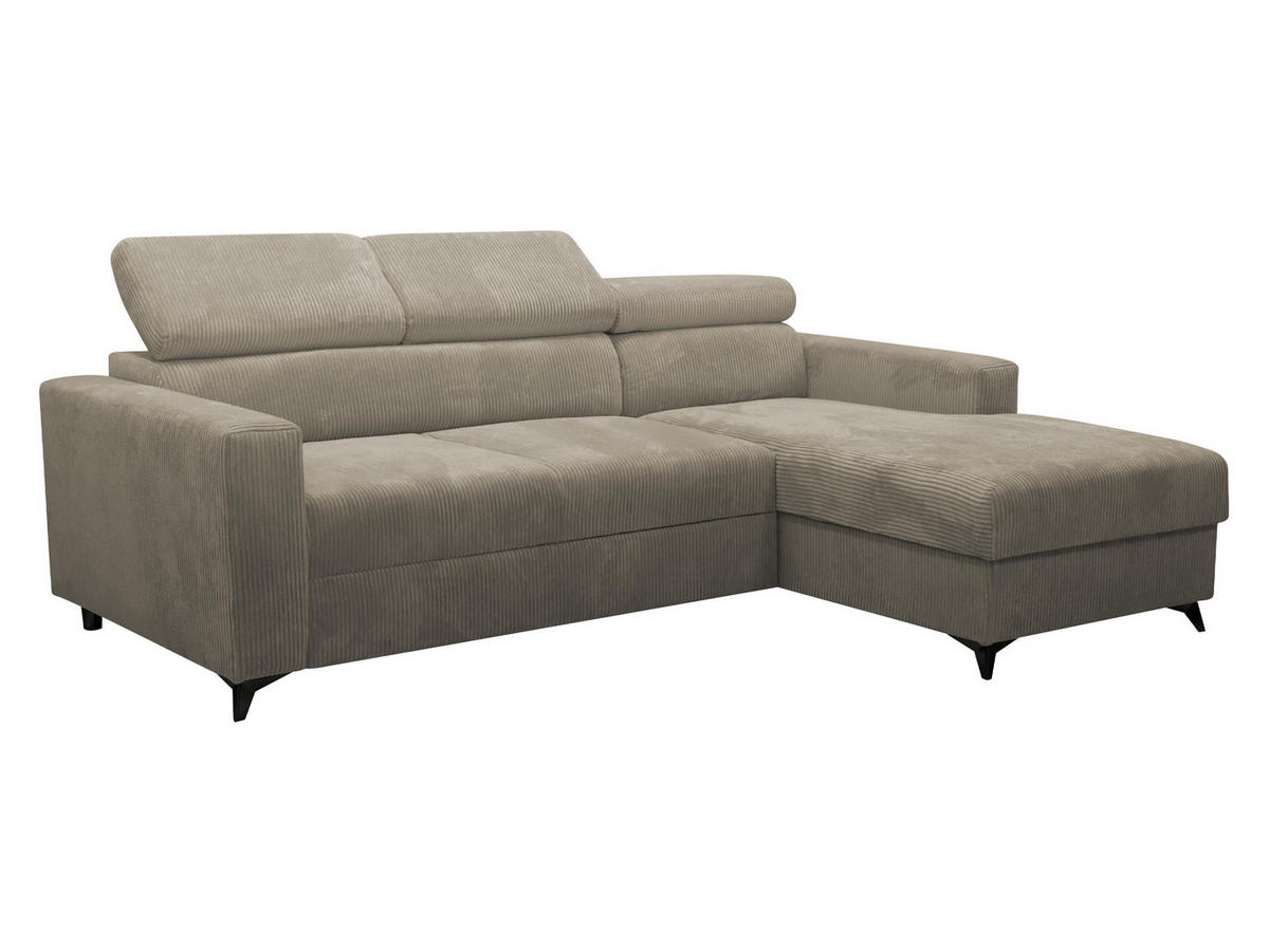 ECKSOFA Milano Premium Cord, Seite: Rechts 2R+LC - Beige/Schwarz, Holz/Textil (236/172cm) - MIRJAN24