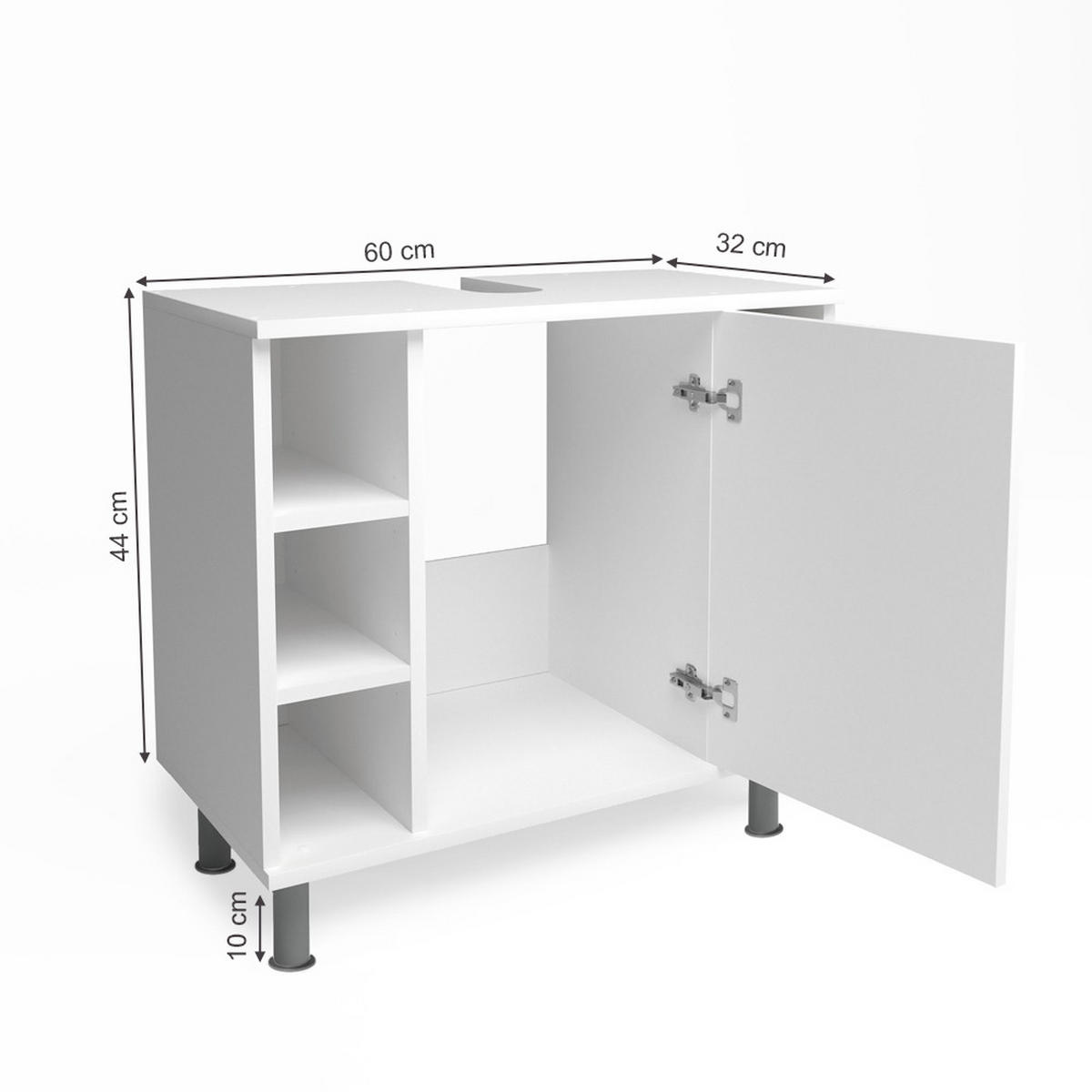 WASCHBECKENUNTERSCHRANK Fynn Weiß 60 x 54 cm - Weiß, Holzwerkstoff (60/54/32cm) - Vicco