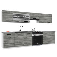 KÜCHENZEILE Italia 4 260 cm, mit Arbeitsplatten, Grau Glamour - Hellgrau, Holz (260/143/60cm) - B BELINI GROUP