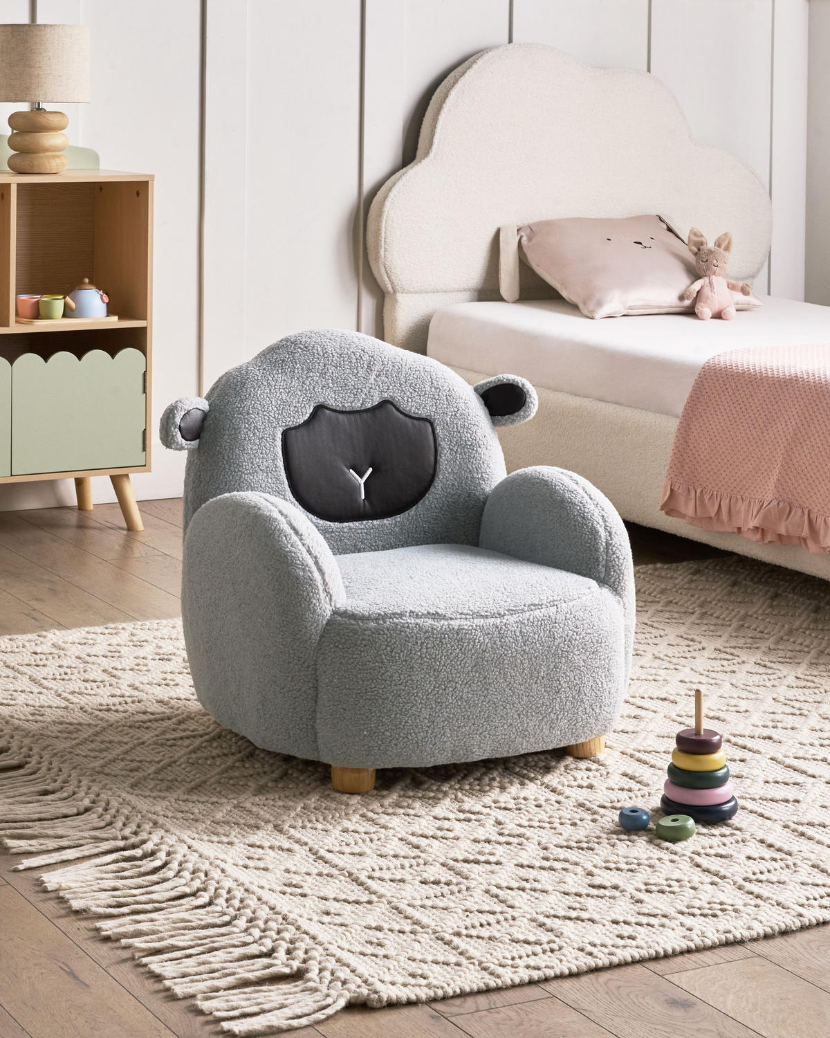 KINDERSESSEL Grau Ula - Braun/Grau, Textil (54/55/55cm) - Beliani