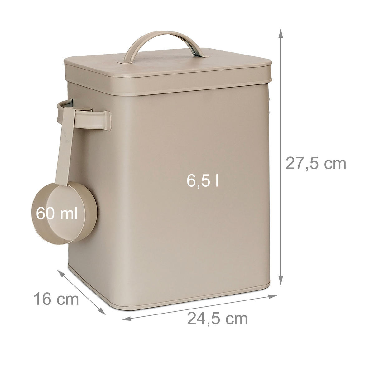 METALLBOX - Beige, Kunststoff/Metall (24.5/27.5/16cm) - Relaxdays