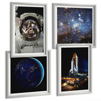 BILDER SET 4er Set - 50x50 cm & 40x60 cm Silberner Rahmen - Weltraum Erde Astronaut Rakete - Silberfarben, Kunststoff (50/50cm) - TULUP