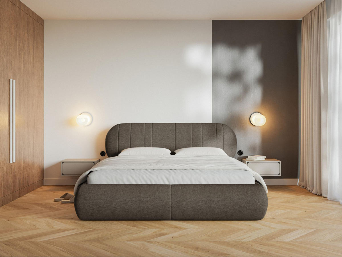 POLSTERBETT Asmelio Braun 140x200 cm - Braun, Holz/Textil (140/200cm) - Selsey