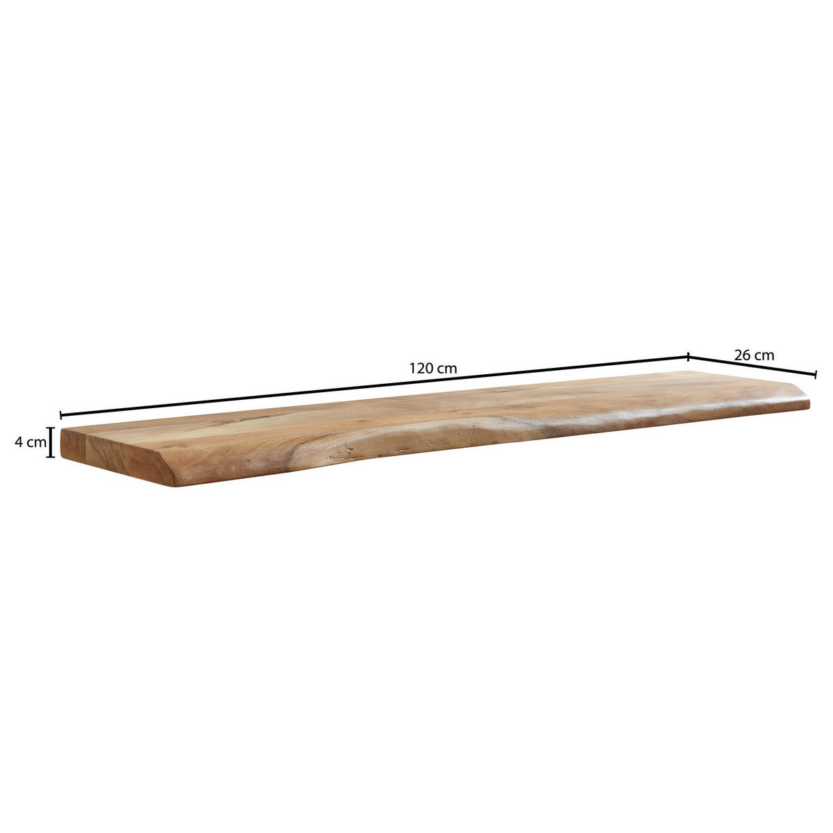 HÄNGEREGAL BELE Akazie Schweberegal - Braun, Holz (120/4/26cm) - tinkaro