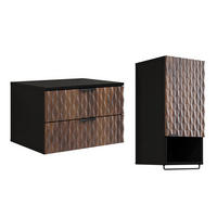 WASCHTISCHUNTERSCHRANK 63cm Nevia 2er-Set Holz und Schwarz - Schwarz, Holzwerkstoff (63/40/48cm) - Petits-meubles