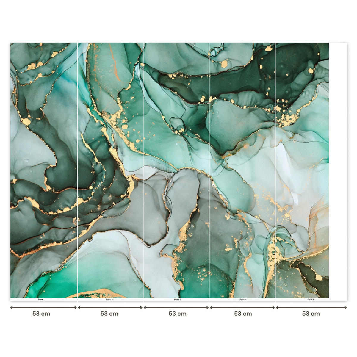 TAPETE - Gold - Marmor - Grün - Luxus - Marmoroptik - Grau - 240x200 cm - Grün, Papier (240/200cm) - OnlyWow