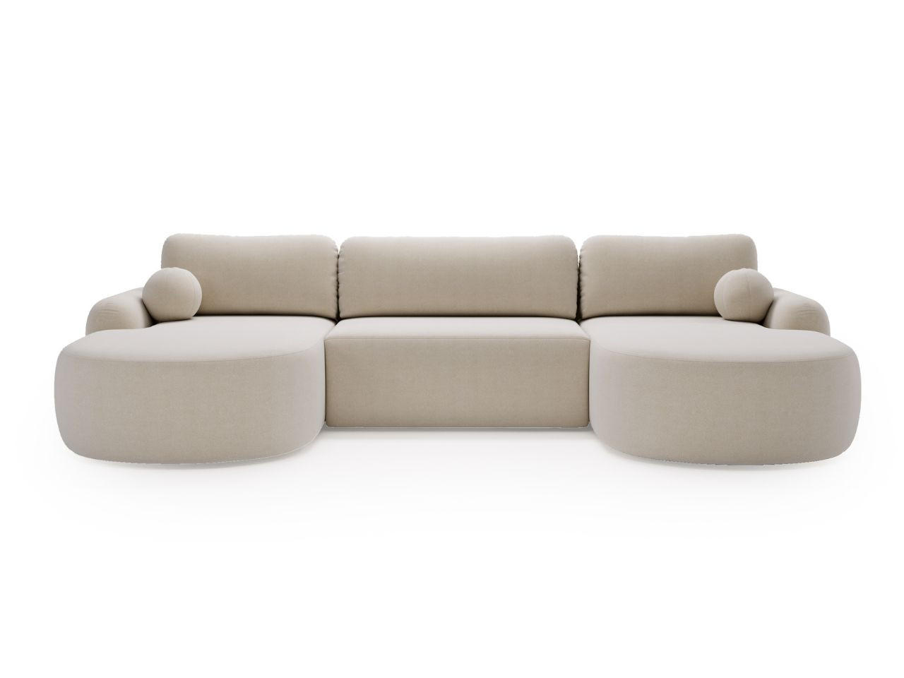 ECKSOFA Aurio U Bouclé-Stoff Creme - Creme/Schwarz, Kunststoff/Textil (347/177cm) - Graingold