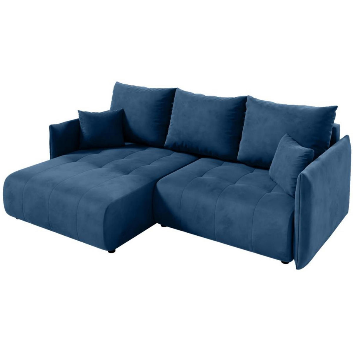 ECKSCHLAFSOFA Henry Mini blau links - Blau/Schwarz, Kunststoff/Textil (221/153cm) - Beautysofa