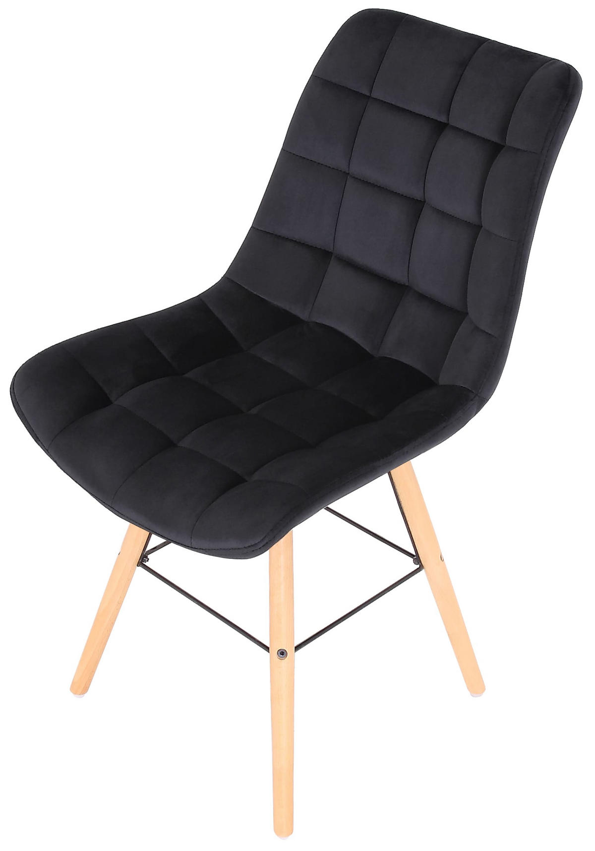 STUHL 2er Set Samt schwarz - Eukalyptusholzfarben/Schwarz, Holz/Textil (46/82/60cm) - CLP