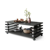 COUCHTISCH rechteckig Anthrazit matt - Schwarz Hochglanz Ablage Rollen - Schwarz Hochglanz/Anthrazit, Holzwerkstoff (60/120/45cm) - designimpex