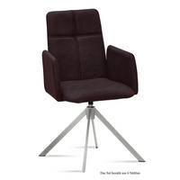 ARMLEHNSTUHL drehbar (6er-Set) Drinka 52x92x60 Edelstahl/Espresso - Edelstahlfarben/Dunkelbraun, Kunststoff (60/92/52cm) - 58aufmkessel