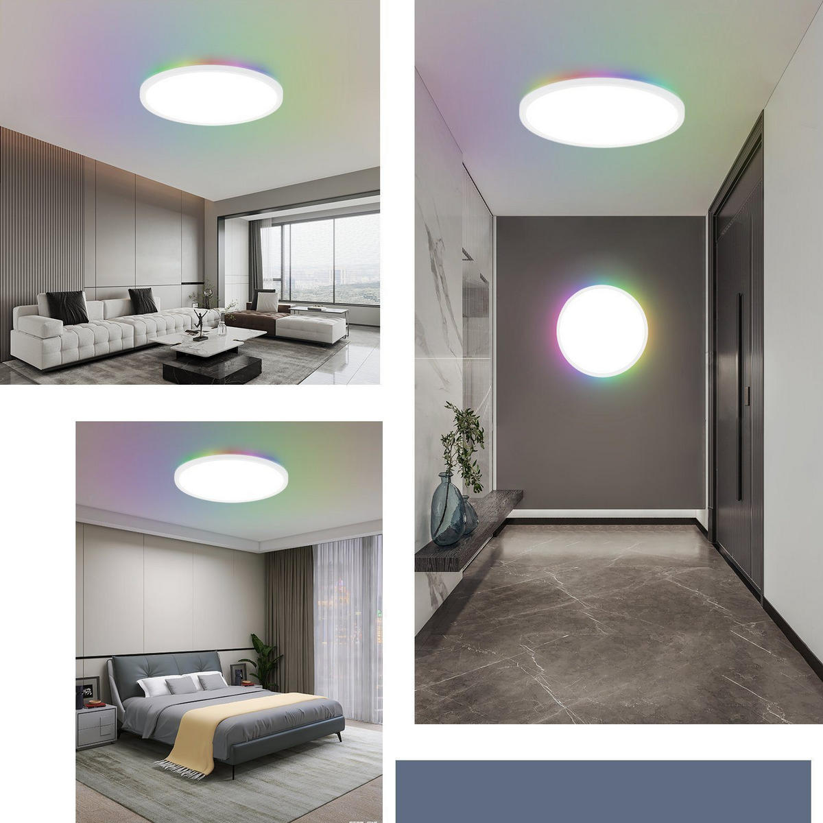 LED-DECKENLEUCHTE Finnj 23/3/23 cm （2er-set） - Weiß, Kunststoff (23/23/3cm) - ZMH